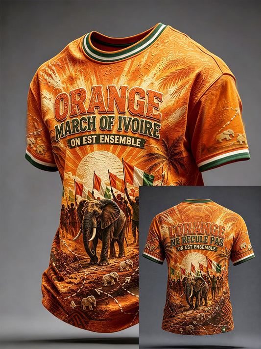 T-shirt homme imprimé motif Éléphant de Côte d’Ivoire, fierté nationale