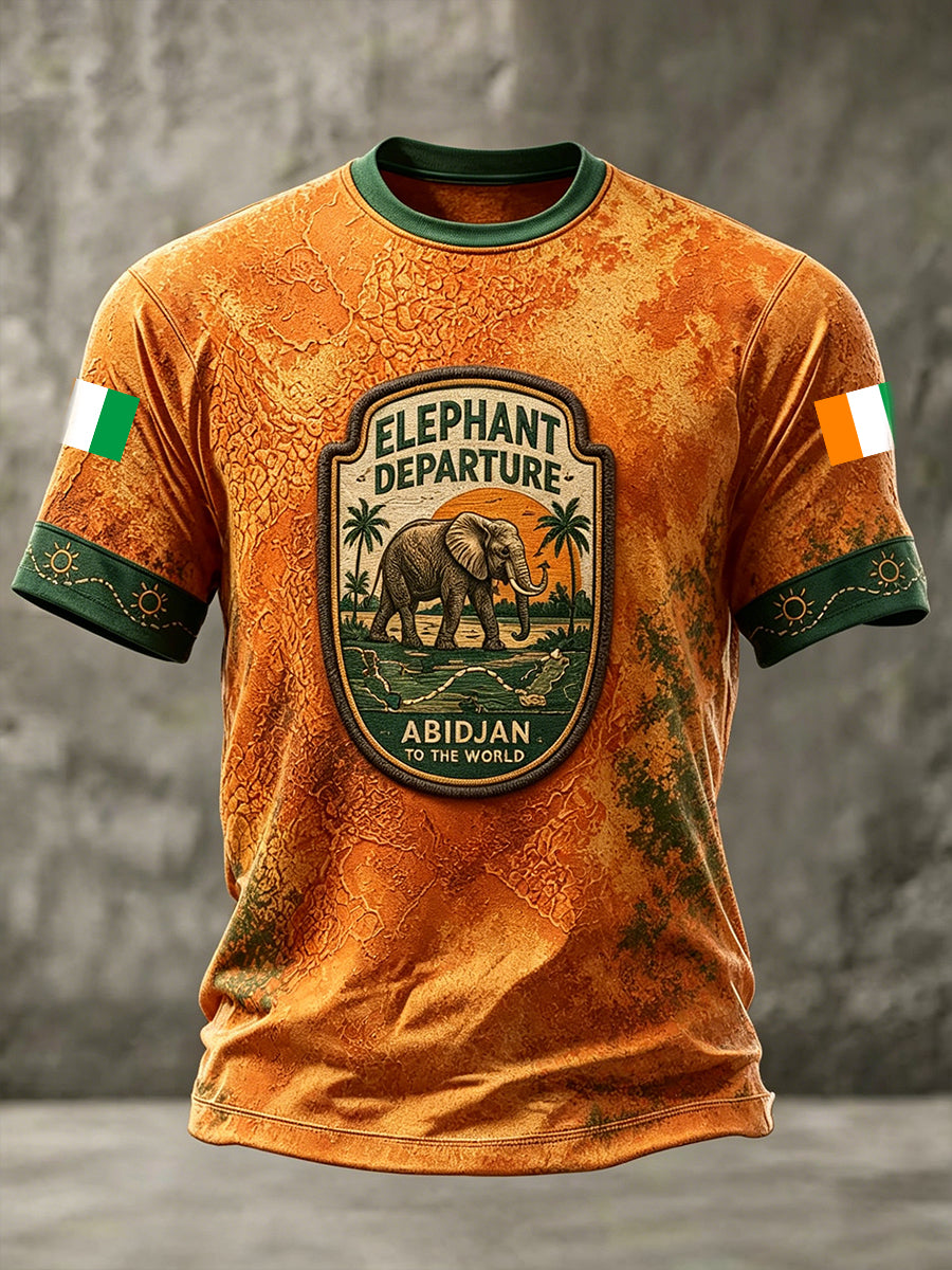 T-shirt homme imprimé motif Éléphant de Côte d’Ivoire, fierté nationale