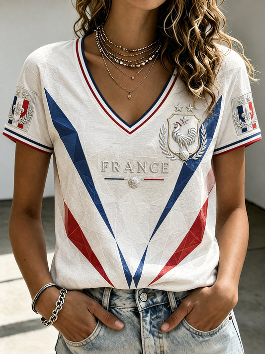T-shirt à manches courtes à épaules dénudées France Football pour femme