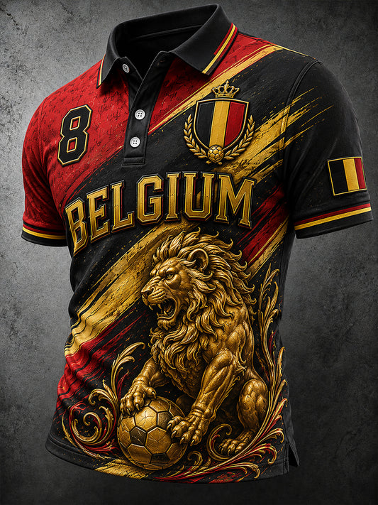 Polo à manches courtes pour homme avec imprimé sur le thème du football