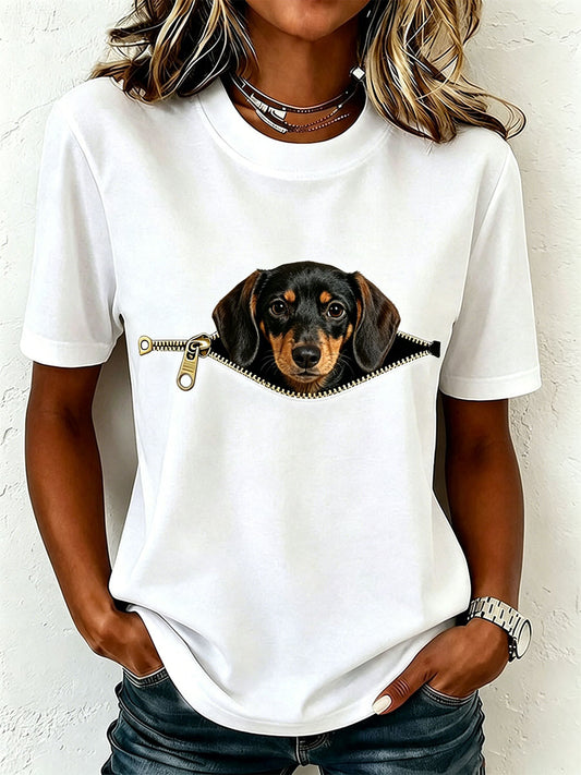 T-shirt adorable pour femme à l’effigie d’un teckel