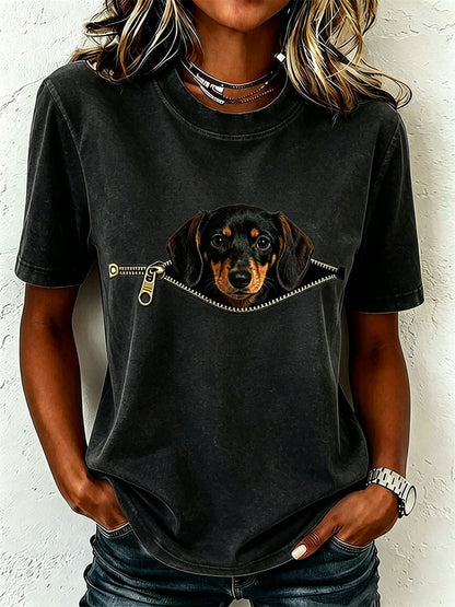 T-shirt adorable pour femme à l’effigie d’un teckel