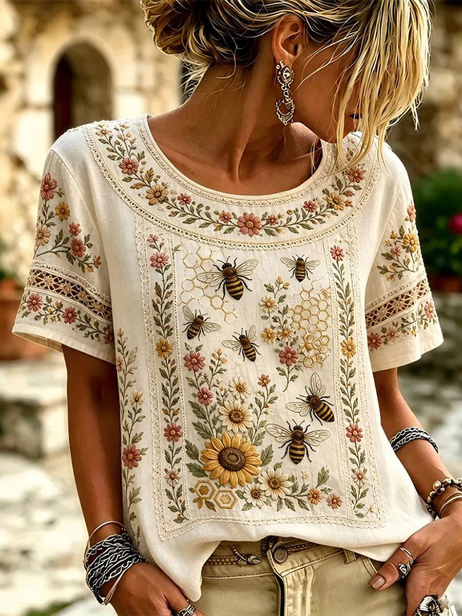 Haut élégant pour femme en coton et lin