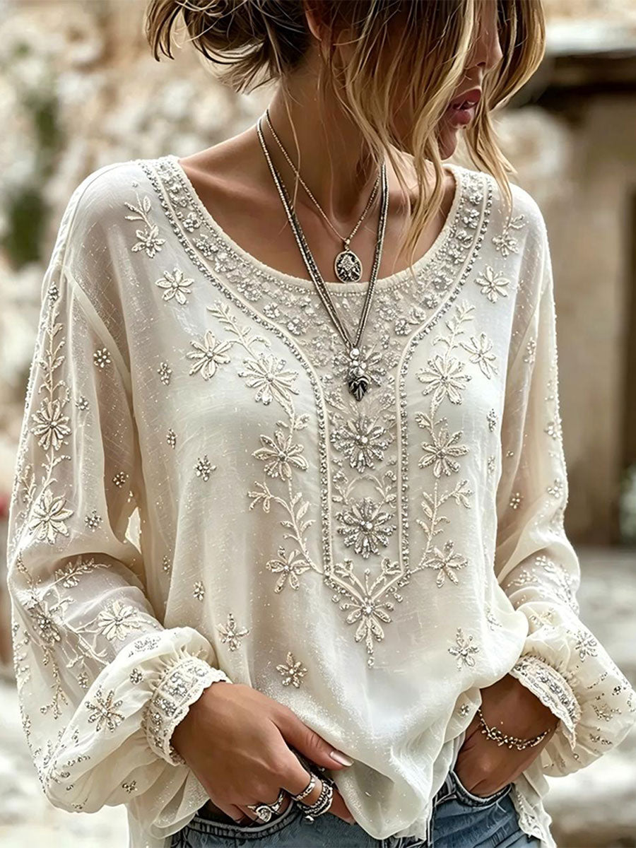 Haut élégant en coton et lin pour femmes