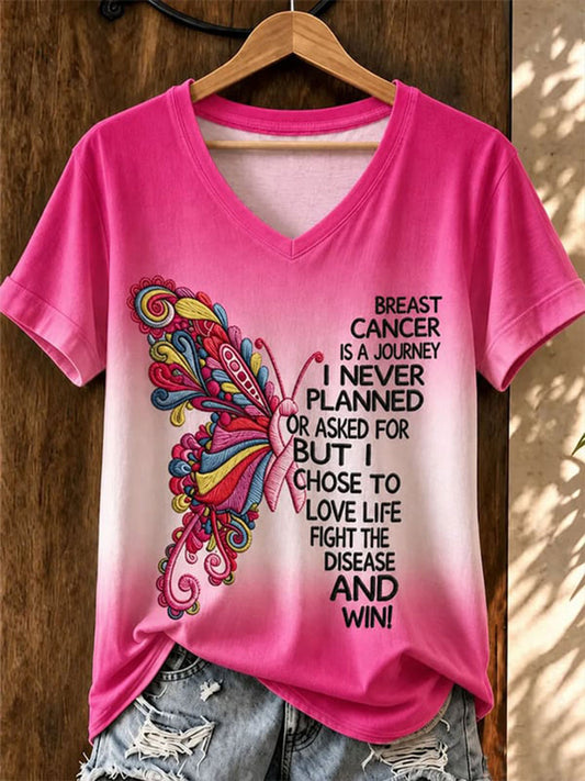T-shirt à manches courtes pour femmes Breast Cancer Awareness