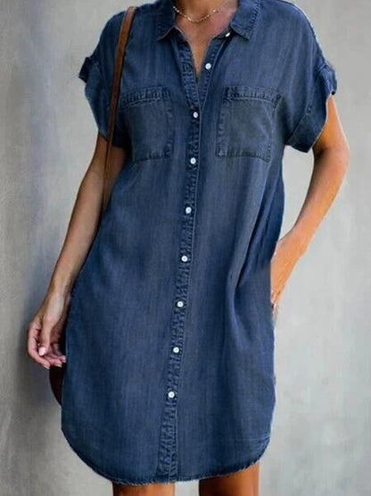 Robe en denim mi-longue élégante décontractée pour femmes