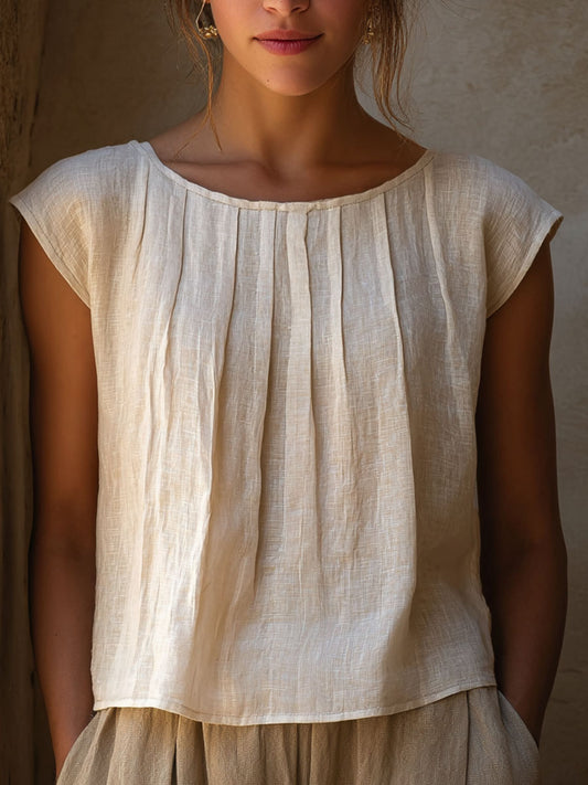 Chemise en lin simple de couleur unie pour femmes