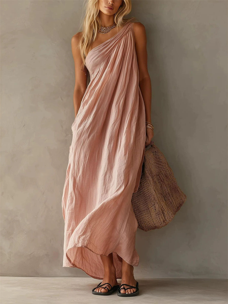 Simple Classy une épaule sans manches Maxi Dress des femmes