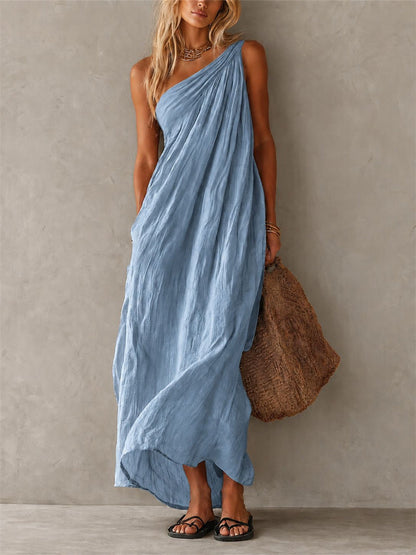 Simple Classy une épaule sans manches Maxi Dress des femmes