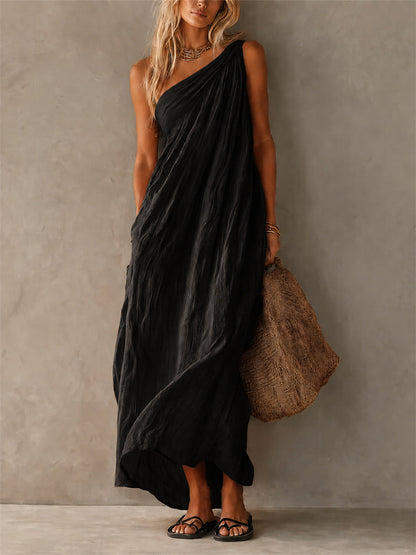 Simple Classy une épaule sans manches Maxi Dress des femmes