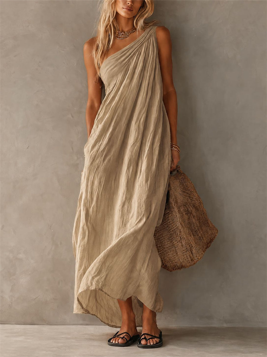 Simple Classy une épaule sans manches Maxi Dress des femmes