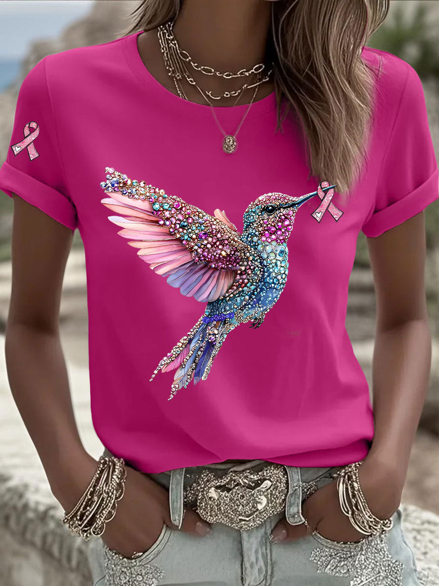 T-shirt Décontracté Femme Imprimé Ruban Rose