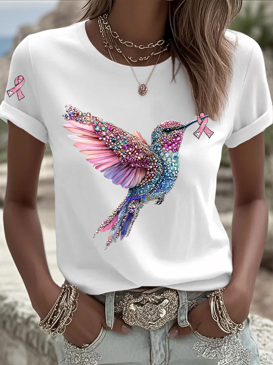 T-shirt Décontracté Femme Imprimé Ruban Rose