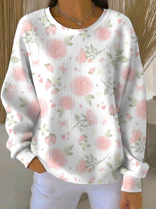 Sweatshirt Décontracté Femme Rose Imprimé Cancer Du Sein