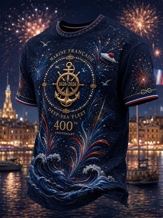 T-shirt manches courtes bleu marine pour homme