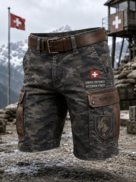 Pantalon cargo court pour homme, style militaire vintage à imprimé camouflage