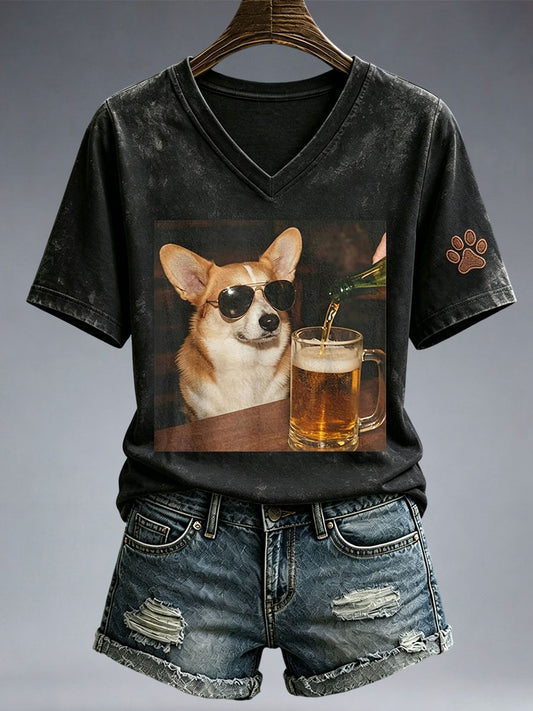 T-shirt féminin adorable Corgi