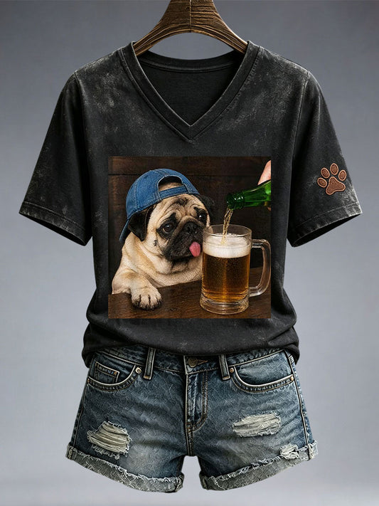 T-shirt adorable pour femmes avec carlin