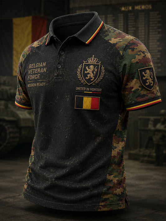 Polo à manches courtes pour homme avec imprimé camouflage militaire