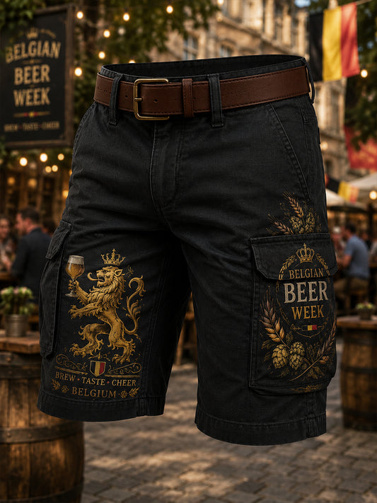 Pantalons cargo courts à imprimé sur le thème de l’Oktoberfest pour homme