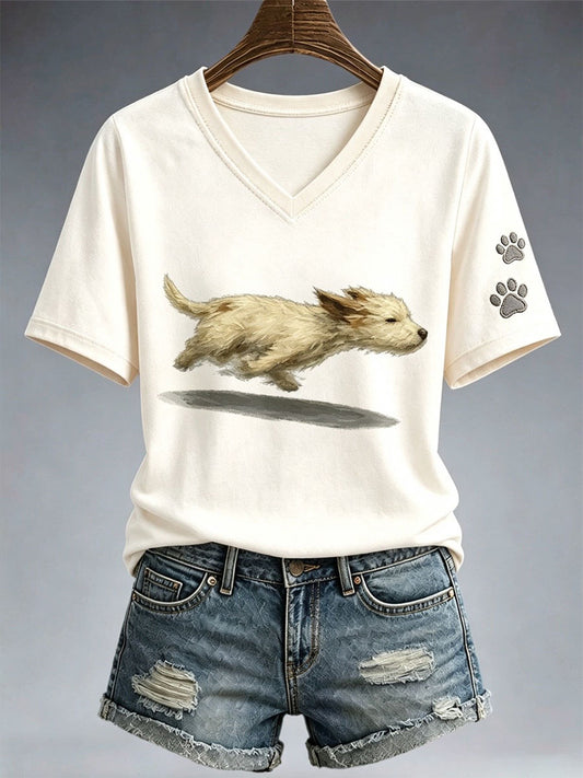 T-shirt Cute Running Dog Femme