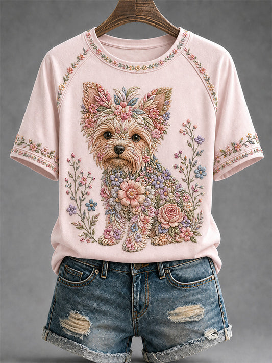 T-shirt décontracté à imprimé floral pour femmes