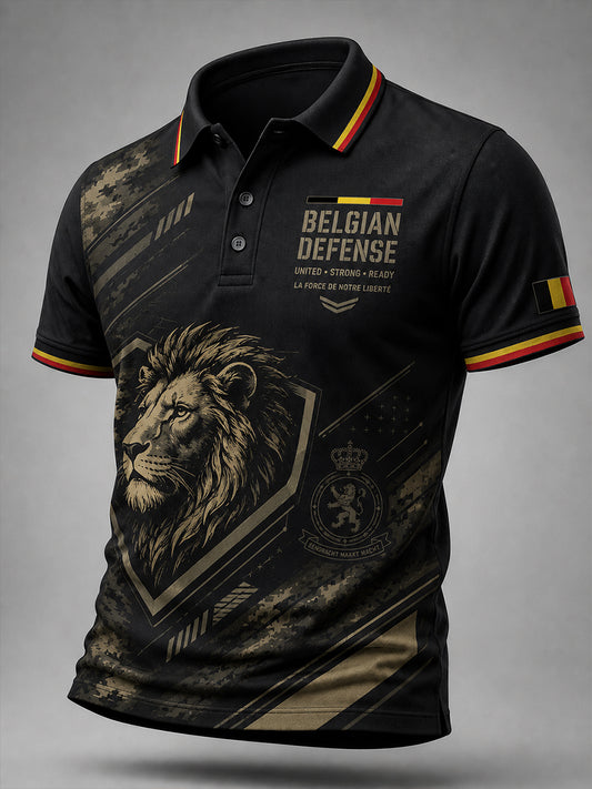 Polo homme à manches courtes au motif vintage de style militaire