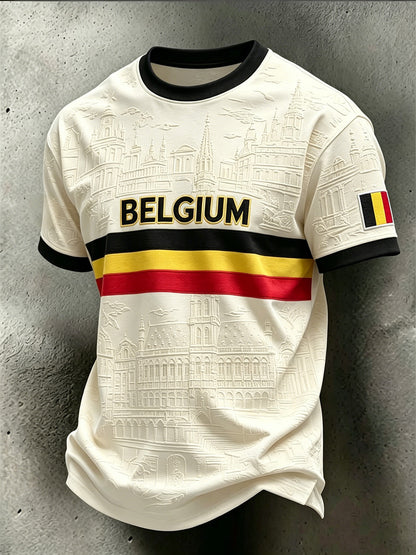 T-shirt décontracté commémoratif de style belge pour homme