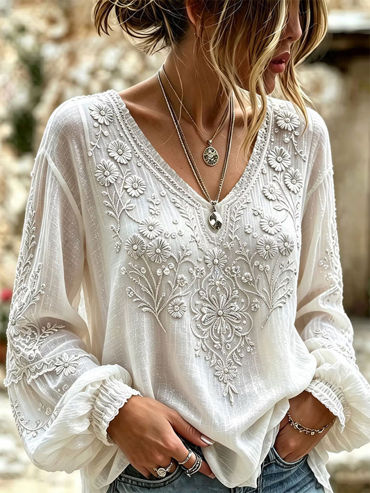 Haut élégant en coton et lin pour femme