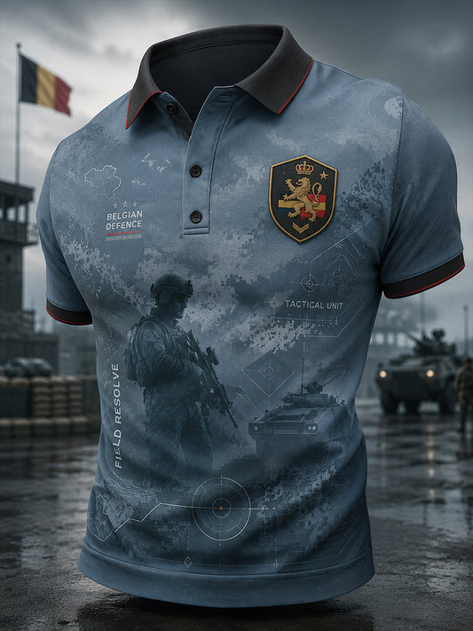Polo à manches courtes pour homme avec imprimé de style militaire