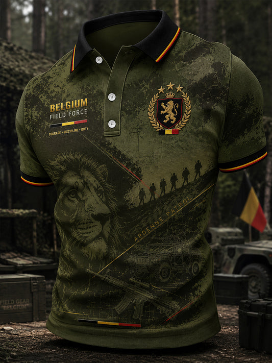 Polo à manches courtes pour homme avec imprimé de style militaire