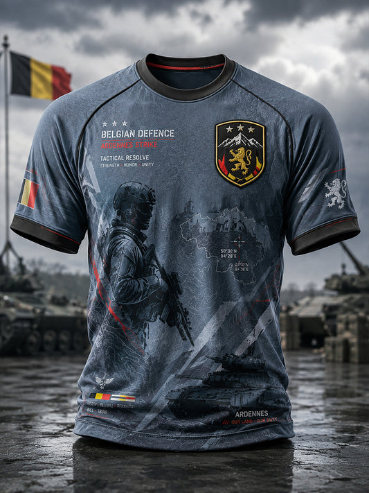 T-shirt raglan à manches courtes pour homme, avec imprimé de style militaire