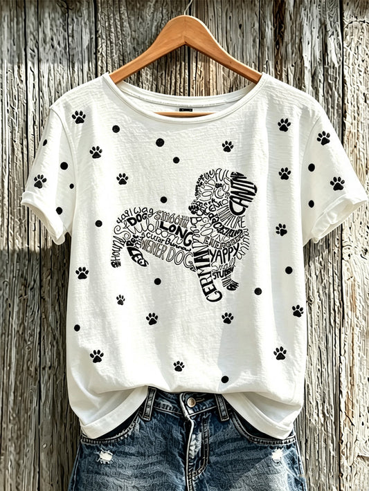 T-shirt décontracté à manches courtes imprimé mignon pour femme