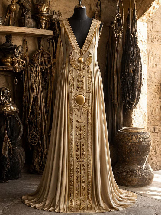 Robe longue artistique Égypte pour femme