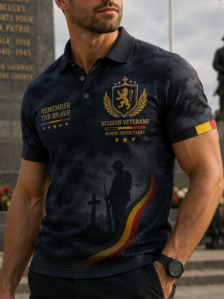 Polo à manches courtes pour homme avec imprimé graphique en hommage aux anciens combattants