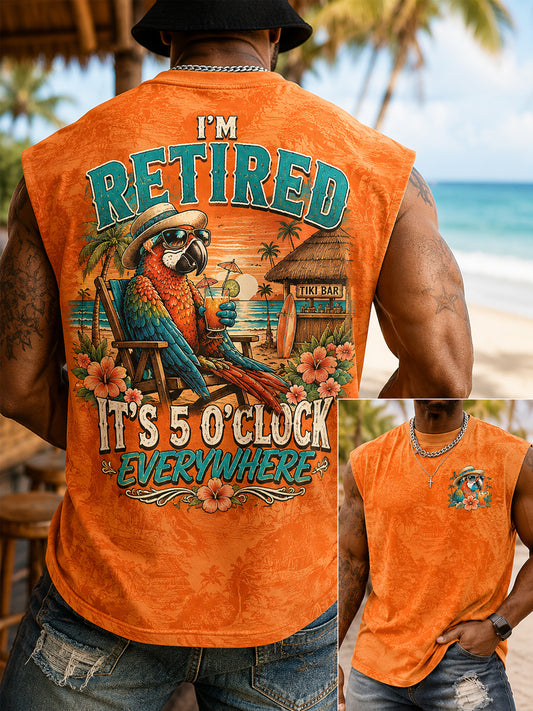 Veste décontractée à imprimé perroquet I'm Retired It's 5 O'clock Everywhere pour homme