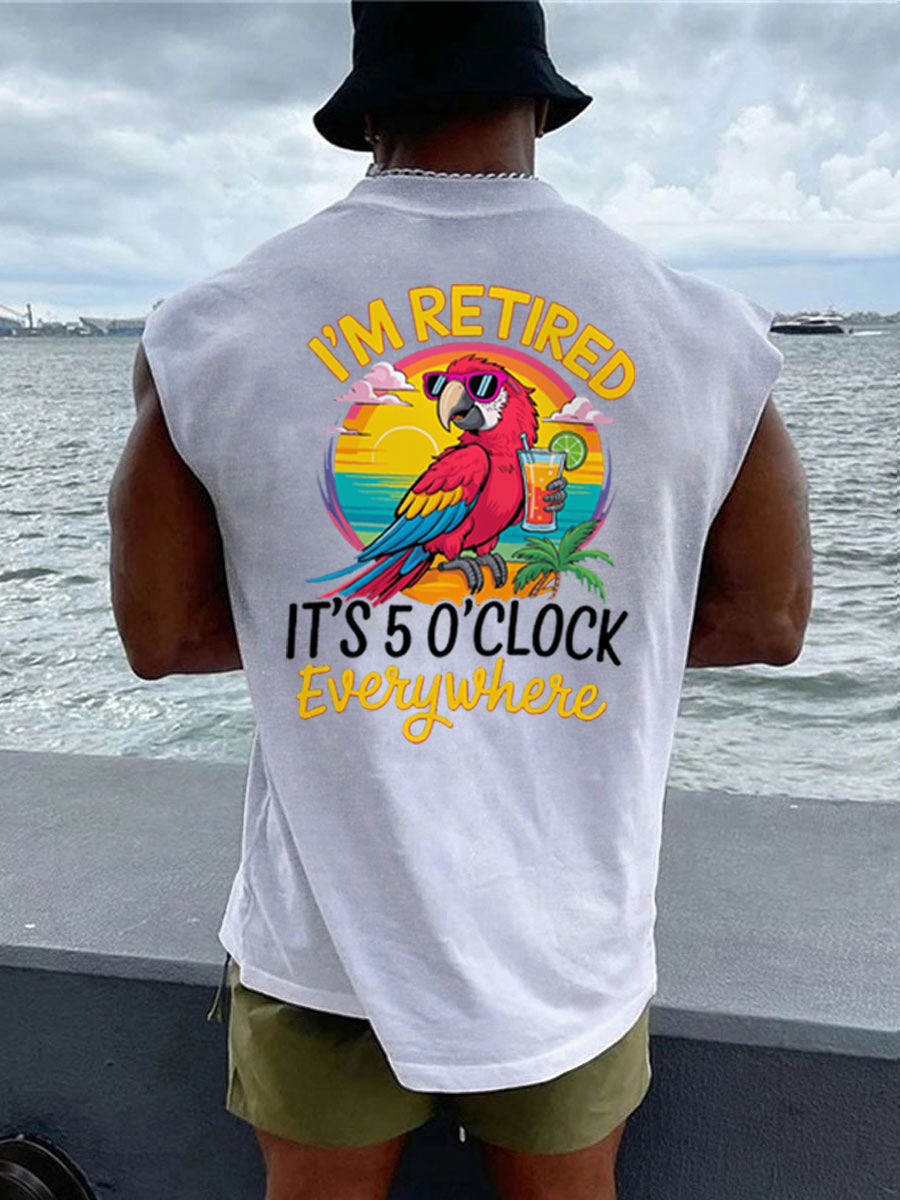 Débardeur décontracté LI'm Retired It's 5 O'clock Everywhere Parrot pour homme