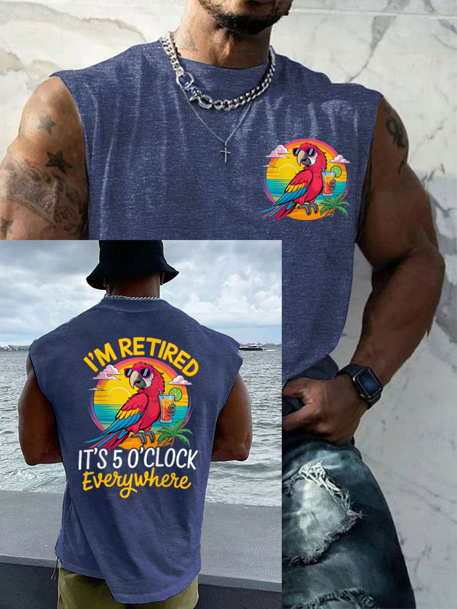 Débardeur décontracté LI'm Retired It's 5 O'clock Everywhere Parrot pour homme