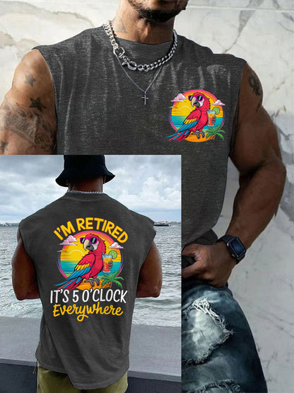 Débardeur décontracté LI'm Retired It's 5 O'clock Everywhere Parrot pour homme