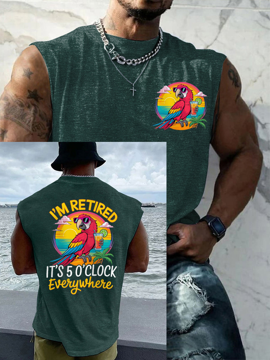 Débardeur décontracté LI'm Retired It's 5 O'clock Everywhere Parrot pour homme
