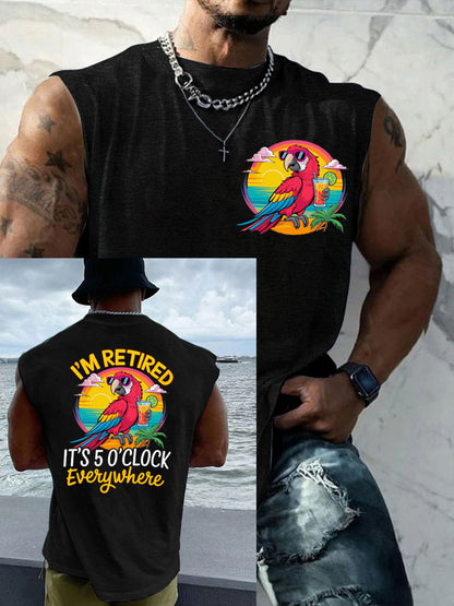 Débardeur décontracté LI'm Retired It's 5 O'clock Everywhere Parrot pour homme