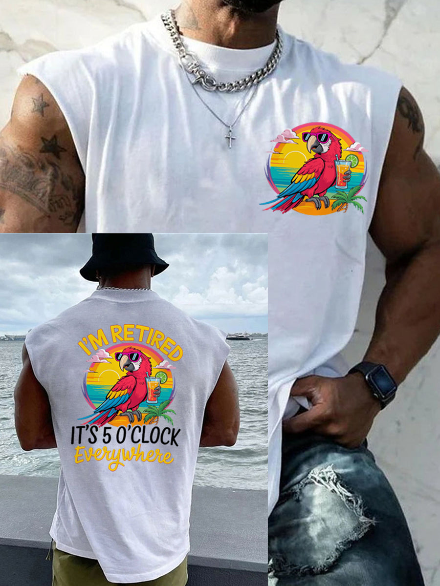 Débardeur décontracté LI'm Retired It's 5 O'clock Everywhere Parrot pour homme