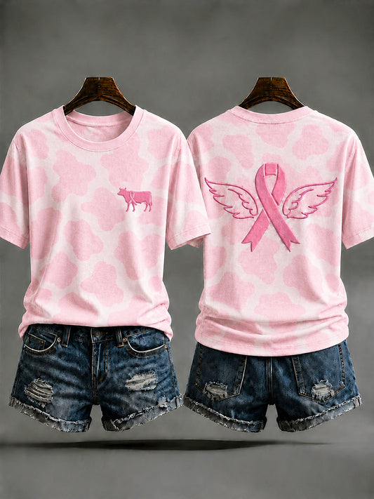 T-shirt prévention du cancer du sein pour femmes à imprimé animalier