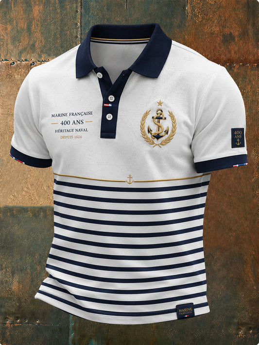 Chemise Homme Marine Française À Manches Courtes