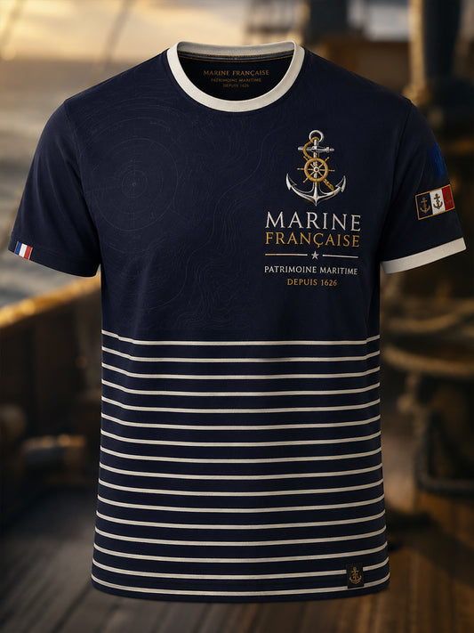 Chemise à manches courtes de la Marine française pour homme