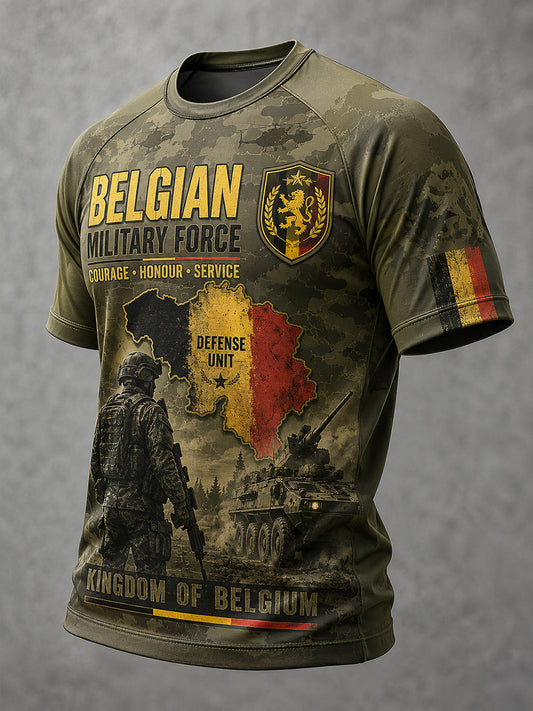 T-shirt homme à manches courtes aux imprimés vintage camouflage et militaire