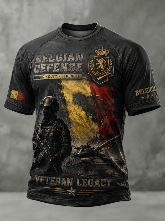 T-shirt homme à manches courtes aux imprimés vintage camouflage et militaire