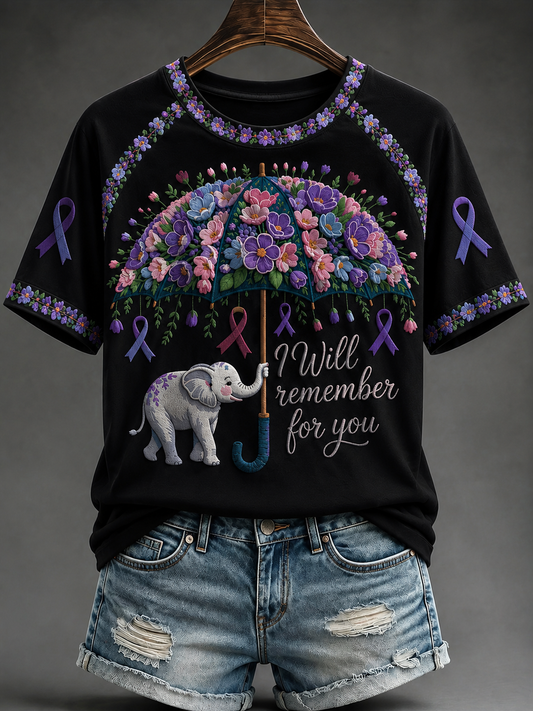 La maladie d'Alzheimer T-shirt col rond à manches courtes pour femmes