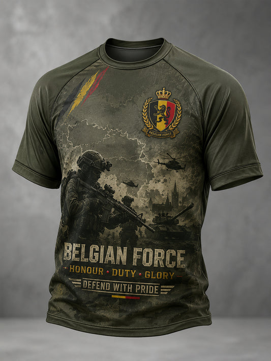T-shirt raglan à manches courtes pour homme, avec imprimé camouflage de style militaire
