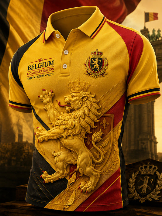 Polo à manches courtes pour homme avec imprimé patriotique commémoratif